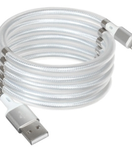 Кабель OLMIO MAGNET, USB 2.0 - Lightning, 1.2м, 2.1A,