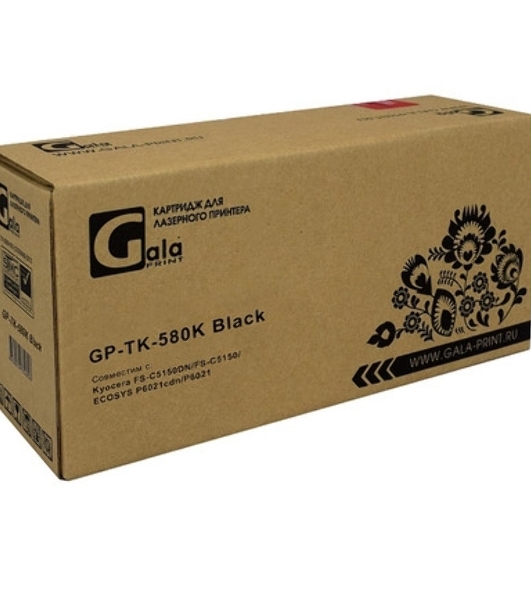 Тонер-туба GalaPrint GP-TK-580K для принтеров Kyocera FS-C5150DN/FS-C5150/ECOSYS P6021cdn/P6021 с бункером отработанного тонера черный 3500 копий