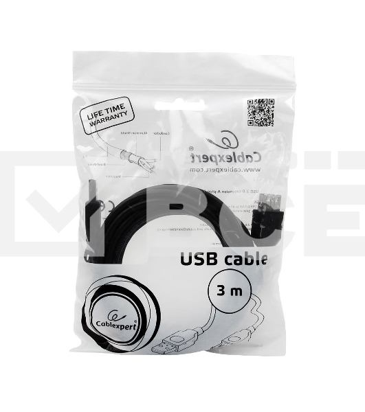 Кабель Gembird PRO CCP-USB2-AMAF-10 USB 2.0 кабель удлинительный 3.0м AM/AF позол. контакты, пакет