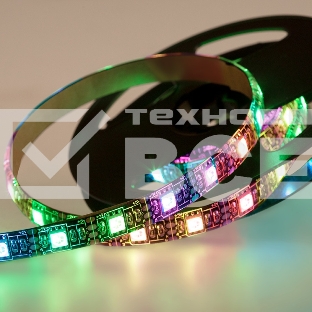 Лента LED с USB коннектором 5 В, 10 мм, IP65, SMD 5050, 60 LED/m, цвет свечения RGB