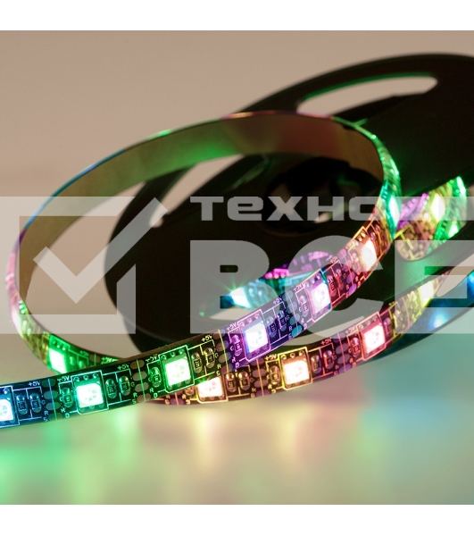 Лента LED с USB коннектором 5 В, 10 мм, IP65, SMD 5050, 60 LED/m, цвет свечения RGB