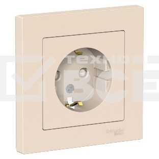Розетка ATLAS DESIGN с заземл. защ. шторки 16А в сборе беж. SchE ATN000244