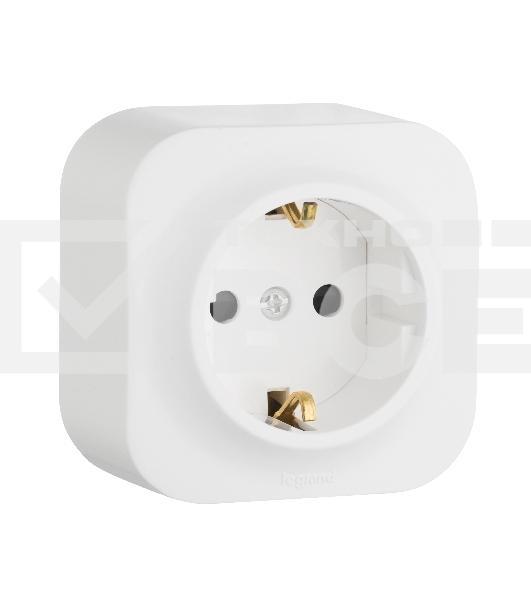 Розетка с заземлением с защитными шторками (Белая) Legrand 782220
