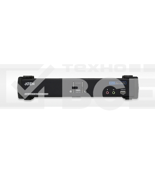 Переключатель KVM ATEN (CS1782A-AT-G) KVM+Audio+USB 2.0, 1 user USB+DVI => 2 cpu USB+DVI, со шнурами USB 2х1.8м., 2560x1600 60Hz DVI-D Dual Link/204