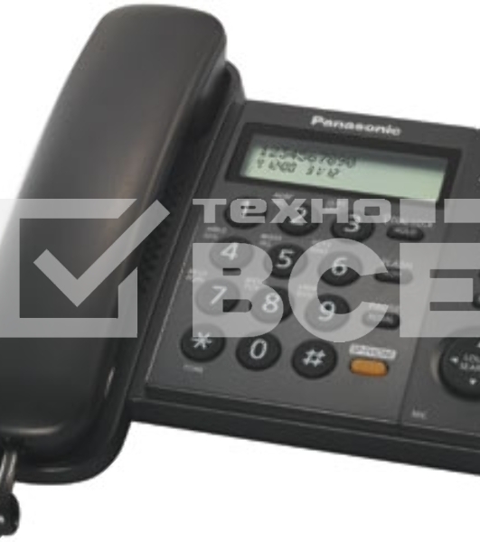 Телефон проводной Panasonic KX-TS2358RUB черный АОН,Caller ID,ЖКД,блокировка набора,выключение микрофона,кнопка 