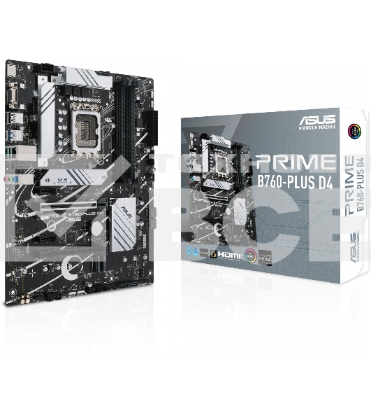 Материнская плата ASUS PRIME B760-PLUS D4, LGA 1700, Intel B760, 4xDDR4, 4xSATA, 3xM.2, 1xPCIe 4.0 x4, 1xPCIe 5.0 x16, 1xHDMI, 1xDP, 1xVGA, 1x 2.5Gb LAN, 1xUSB 3.2 Gen 2, 2xUSB-A 3.2 Gen 2, 3x3.5 мм, 7.1, ATX