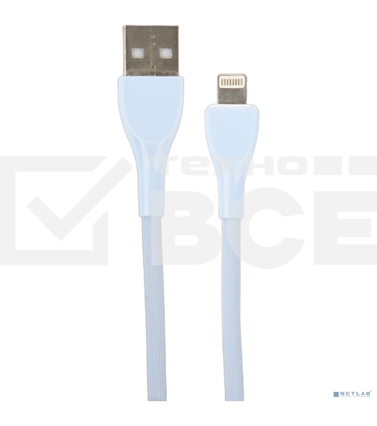 Кабель PERFEO USB A вилка - Lightning вилка, 2.4A, голубой, силикон, 1 м., ULTRA SOFT (I4333)