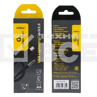 Кабель-переходник USB Cablexpert CCAB-AP35M-1M-B, Lightning/Jack3.5, Mobile, 1м, черн, коробка