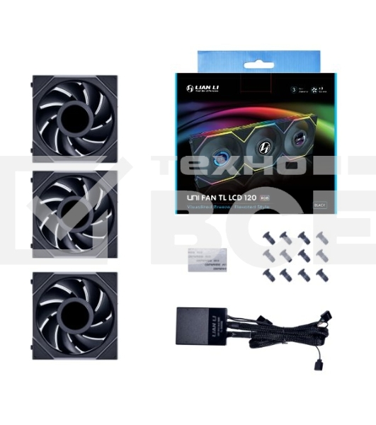 Корпусный вентилятор LIAN LI UNI FAN TL LCD (3pcs) G99.12TLLCD3B.00 черный 120мм 1900rpm 27db 7-pin