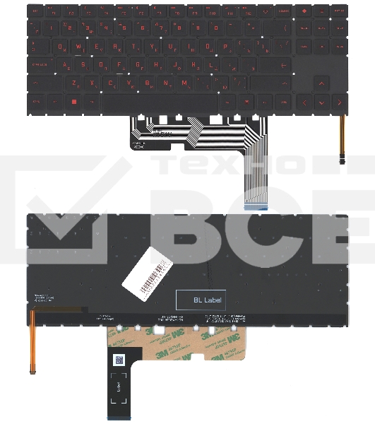 Клавиатура для ноутбука HP Omen 15-ek черная с красной подсветкой