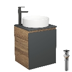 Тумба Bau Dream Blackwood 50 графит, раковина BAU Dream круглая D41, смеситель для раковины высокий Hotel Black, черный, выпуск клик клак, черный, фото8