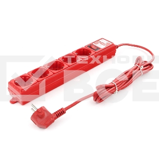 Фильтр-удл. Power Cube PC 3м 5р, красн. 10А/2,2кВт