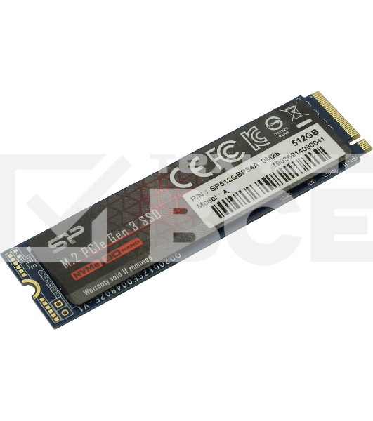 Накопитель SSD Silicon Power P34A60, 512GB, M.2 2280, PCIe 3.0 x4, NVMe, R/W 2200/1600