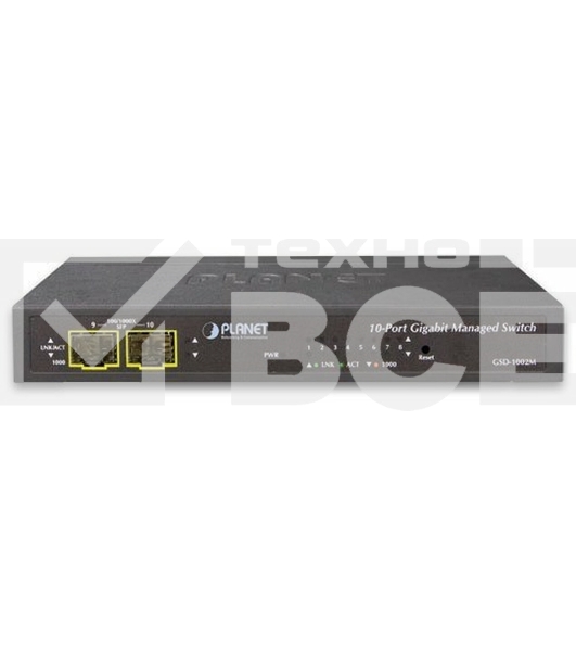 Управляемый коммутатор GSD-1002M IPv4/IPv6 Managed 8-Port 10/100/1000Mbps + 2-Port 100/1000X SFP Gigabit Desktop Ethernet Switch (POE PD, External PWR)
