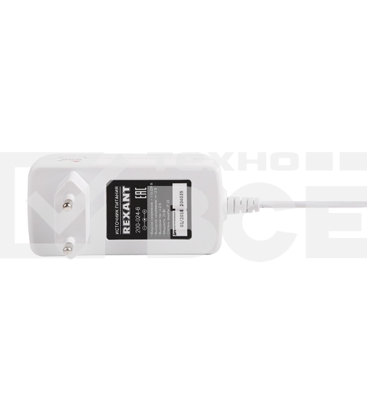 Источник питания 12 V  24 W с DC разъемом подключения 5.5х2.1, белый корпус (IP23)