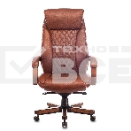 Кресло руководителя Бюрократ T-9924WALNUT светло-коричневый Leather Eichel, кожа, с подголов. крестовина металл/дерево, фото7