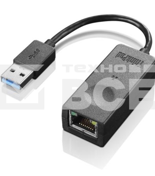 Переходник Lenovo ThinkPadUSB 3.0 to Ethernet Adapter (Full size RJ45 connector, Giga bit speed when running on USB3.0, 100M/10M adapt when running on USB2.0, Doesn’t support POE) (Reply. 4X90E51405)