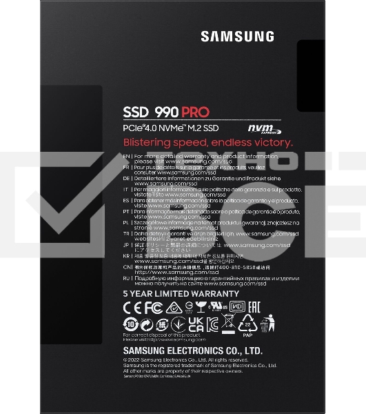 Накопитель SSD Samsung 990 PRO, 1000GB, PCIe 4.0 x4, M.2 2280, NVMe, R/W 7450/6900
