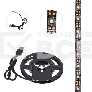 Лента LED с USB-коннектором 5 В IP23 SMD 2835 60 LED/м 2 м теплый белый (2700 K) LAMPER