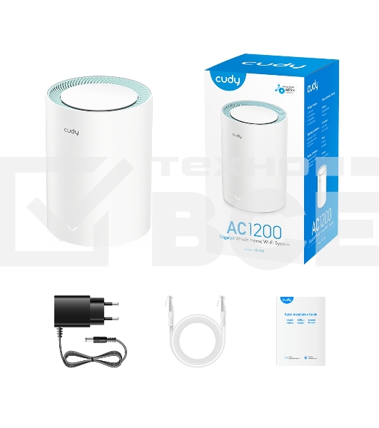 Бесшовный Mesh роутер Cudy M1300(1-Pack) AC1200 10/100/1000BASE-TX белый