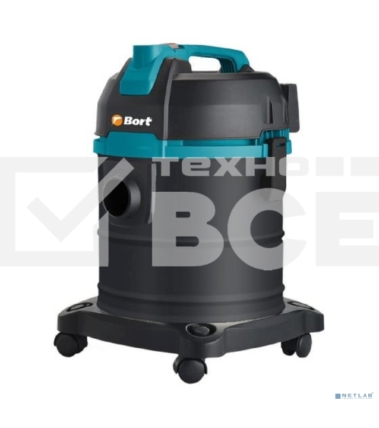 Строительный пылесос Bort BSS-1220 черный (93412598) 240/1200 Вт, уборка сухая/влажная, пылесборник мешок/контейнер, 20 л