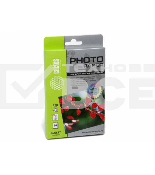Фотобумага Cactus CS-GA620050 глянцевая A6 200 г/м2 50 листов