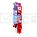 Фильтр-удл. Power Cube PC 3м 5р, красн. 10А/2,2кВт, фото2