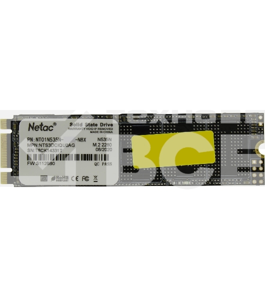 Накопитель SSD Netac N535N, 512GB, M.2 2280, SATA-III, R/W 540/490