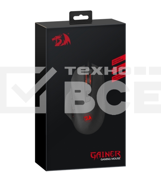 Мышь проводная REDRAGON Gainer черный, 3200 dpi, USB, кнопки - 6
