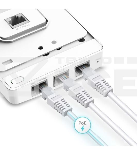 Точка доступа TP-Link AC1200 dual band wall-plate access point, 866Mbps at 5GHz and 300Mbps at 2.4G, 4 Giga LAN port
