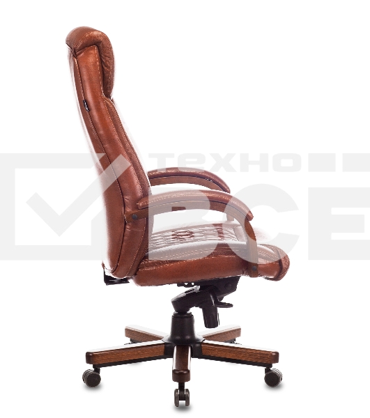 Кресло руководителя Бюрократ T-9924WALNUT светло-коричневый Leather Eichel, кожа, с подголов. крестовина металл/дерево