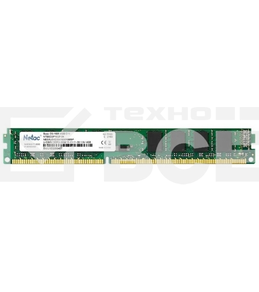 Оперативная память NETAC Basic, DDR3, 4GB (1x4GB), 1600MHz, CL11