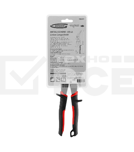 Ножницы по металлу Gross 78331 270 мм прямой и левый проходной резсталь-СrMo двухкомп. рук-ки