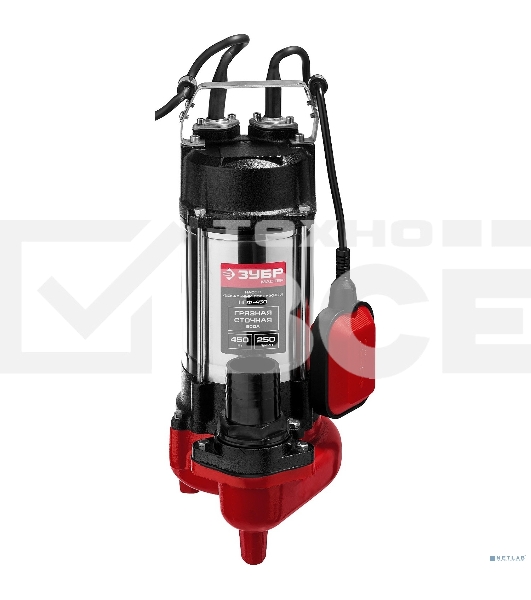 Насос ЗУБР НПФ-450 фекальный погружной 450Вт пропускная способность 250 л/мин напор 12м чугунн