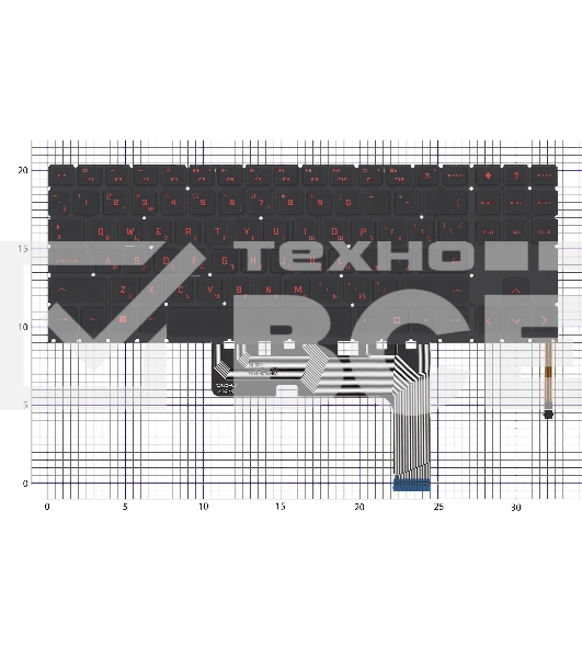 Клавиатура для ноутбука HP Omen 15-ek черная с красной подсветкой