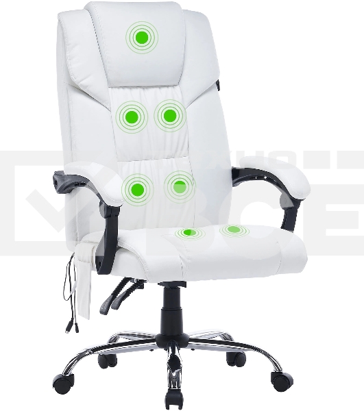 Кресло компьютерное Cactus CS-CHR-OC02M-WT белый, эко.кожа, крестов. сталь