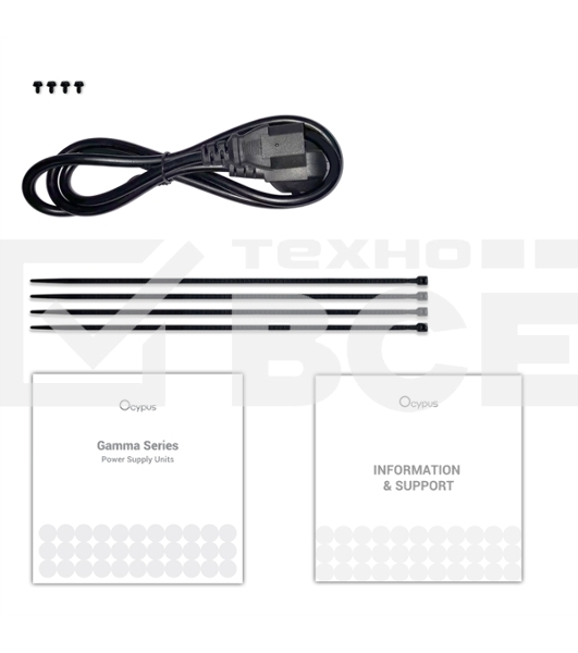 Блок питания 650W Ocypus Gamma P650 BK (ATX, 80+, APFC, 20+4 pin, 120mm fan, PCI-E 6+2Px4, 6xSATA) (Gamma-P650-W1HDBK024X-EU)