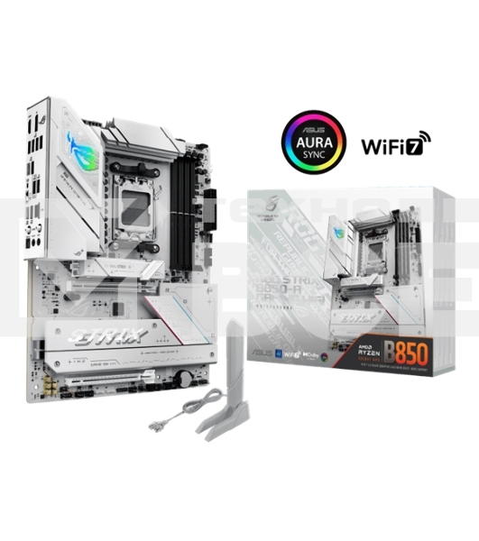 Материнская плата ASUS ROG STRIX B850-A GAMING WIFI, AM5, AMD B850, 4xDDR5, 2xSATA, 4xM.2, 1xPCIe 5.0 x16, 1xPCIe 4.0 x16, 1xPCIe x4, 1xDP, 1xHDMI, 1x2.5Gb LAN, 1xUSB-C 20Gbps, 1xUSB-C 10Gbps, 2xUSB-A 10Gbps, 4xUSB 5Gbps, 2xUSB-A 2.0, 3x3.5 мм, 7.1, ATX
