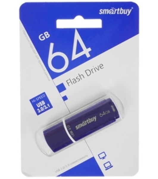 Флешка USB Smartbuy CROWN BLUE (SB64 GbCRW-Bl), 64 Gb, USB 3.0, R/W 75/25, синий