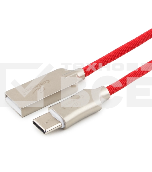 Кабель USB 2.0 Cablexpert CC-P-USBC02R-1.8M, AM/Type-C, серия Platinum, длина 1.8м, красный, блистер