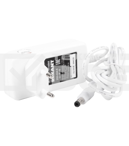 Источник питания 12 V  24 W с DC разъемом подключения 5.5х2.1, белый корпус (IP23)