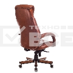 Кресло руководителя Бюрократ T-9924WALNUT светло-коричневый Leather Eichel, кожа, с подголов. крестовина металл/дерево, фото5