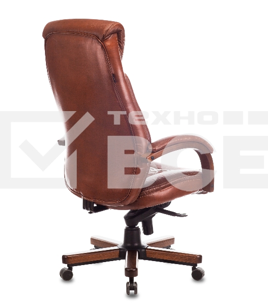 Кресло руководителя Бюрократ T-9924WALNUT светло-коричневый Leather Eichel, кожа, с подголов. крестовина металл/дерево
