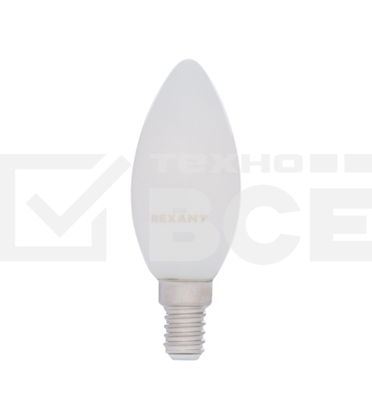 Лампа светодиодная филаментная Rexant Свеча CN35 9.5 Вт 915 Лм 2700K E14 матовая колба