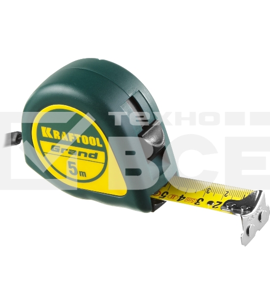 Рулетка KRAFTOOL GRAND 5м / 25мм с ударостойким корпусом (ABS) и противоскользящим покрытием