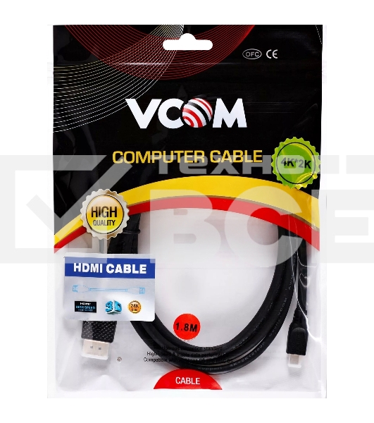 Кабель HDMI-19M --MicroHDMI-19M ver 2.0 1.8m VCOM <CG587-1.8M>