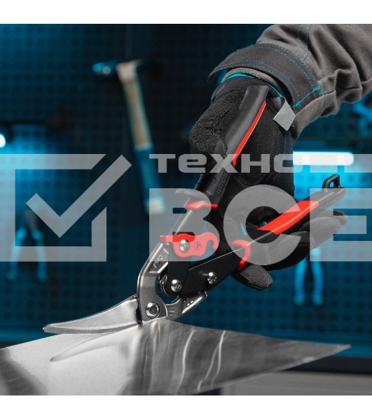 Ножницы по металлу Gross 78331 270 мм прямой и левый проходной резсталь-СrMo двухкомп. рук-ки