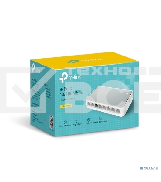 Коммутатор TP-Link SOHO TL-SF1008D Коммутатор 8-port 10/100M mini Desktop Switch, 8 10/100M RJ45 ports, Plastic case