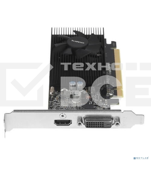 Видеокарта Gigabyte GV-N1030D4-2GL NVidia GeForce GT 1030, 2Gb DDR4/64-bit, PCI-Ex16 3.0, DVI-Dx1, HDMI2.0bx1, LP, 2-slot cooler, Retail