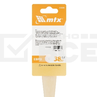 Кисть плоская для лаков 'Евро' 1.5', искусственная щетина, деревянная рукоятка MTX 83086